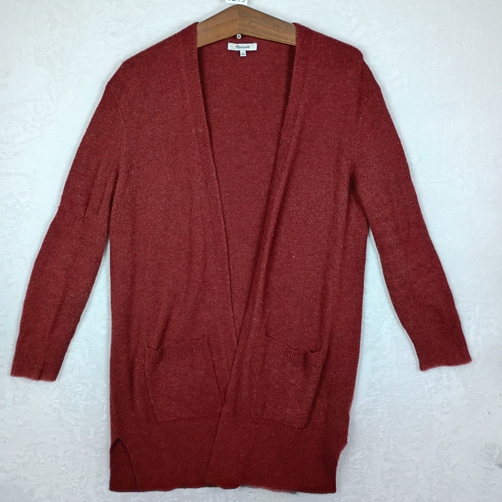 Madewell Womens Red Merino Wool Alpaca Blend Open Front Cardigan Sweater Small